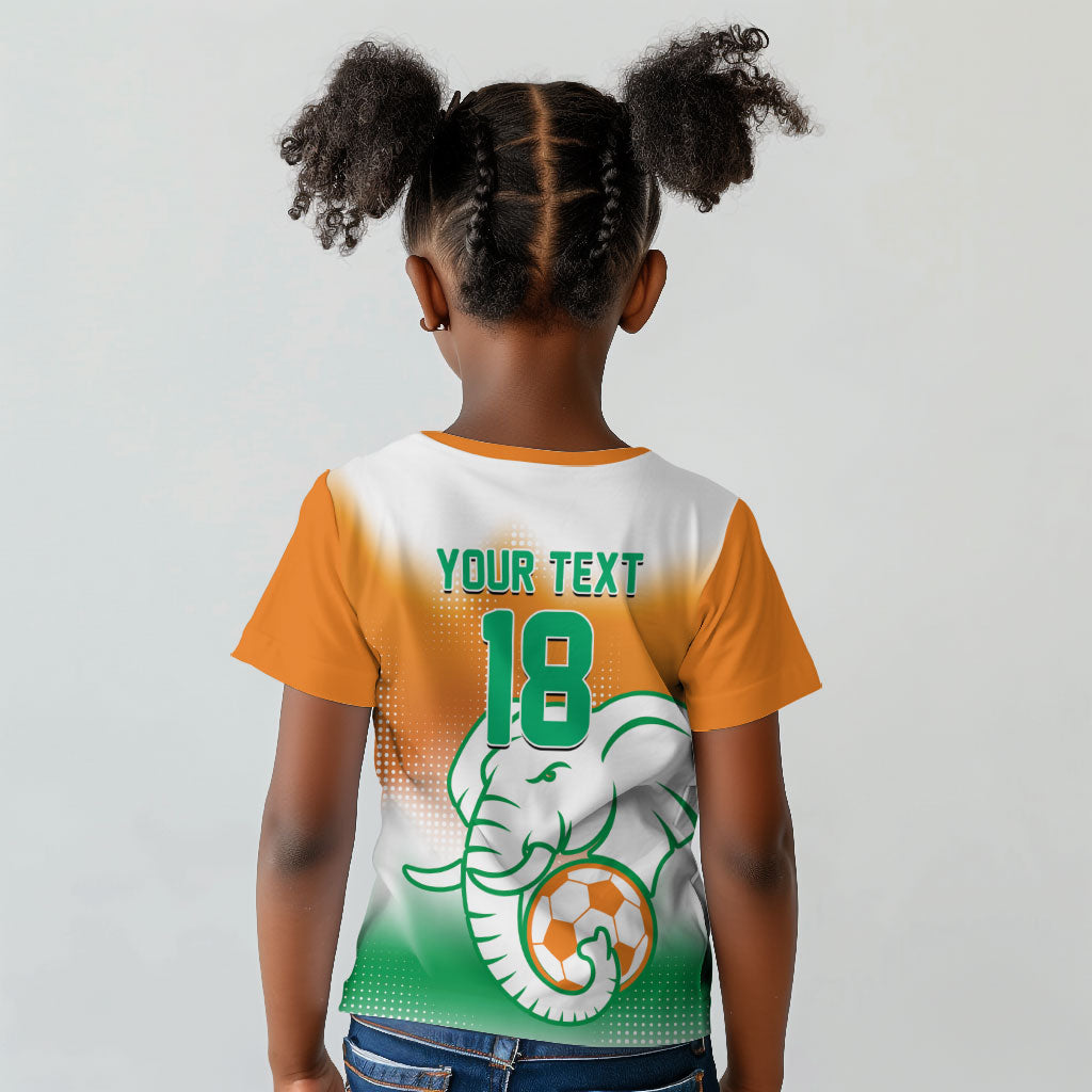 Custom Ivory Coast Football Kid T shirt Proud Elephant Fan Edition