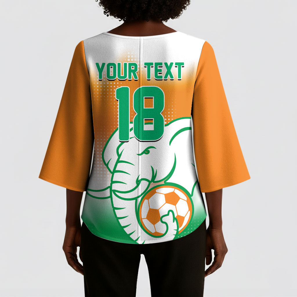 Custom Ivory Coast Football Kimono Sleeve Blouse Proud Elephant Fan Edition