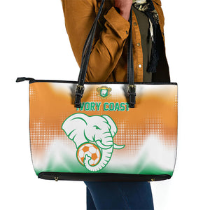 Ivory Coast Football Leather Tote Bag Proud Elephant Fan Edition