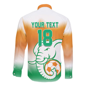 Custom Ivory Coast Football Long Sleeve Button Shirt Proud Elephant Fan Edition