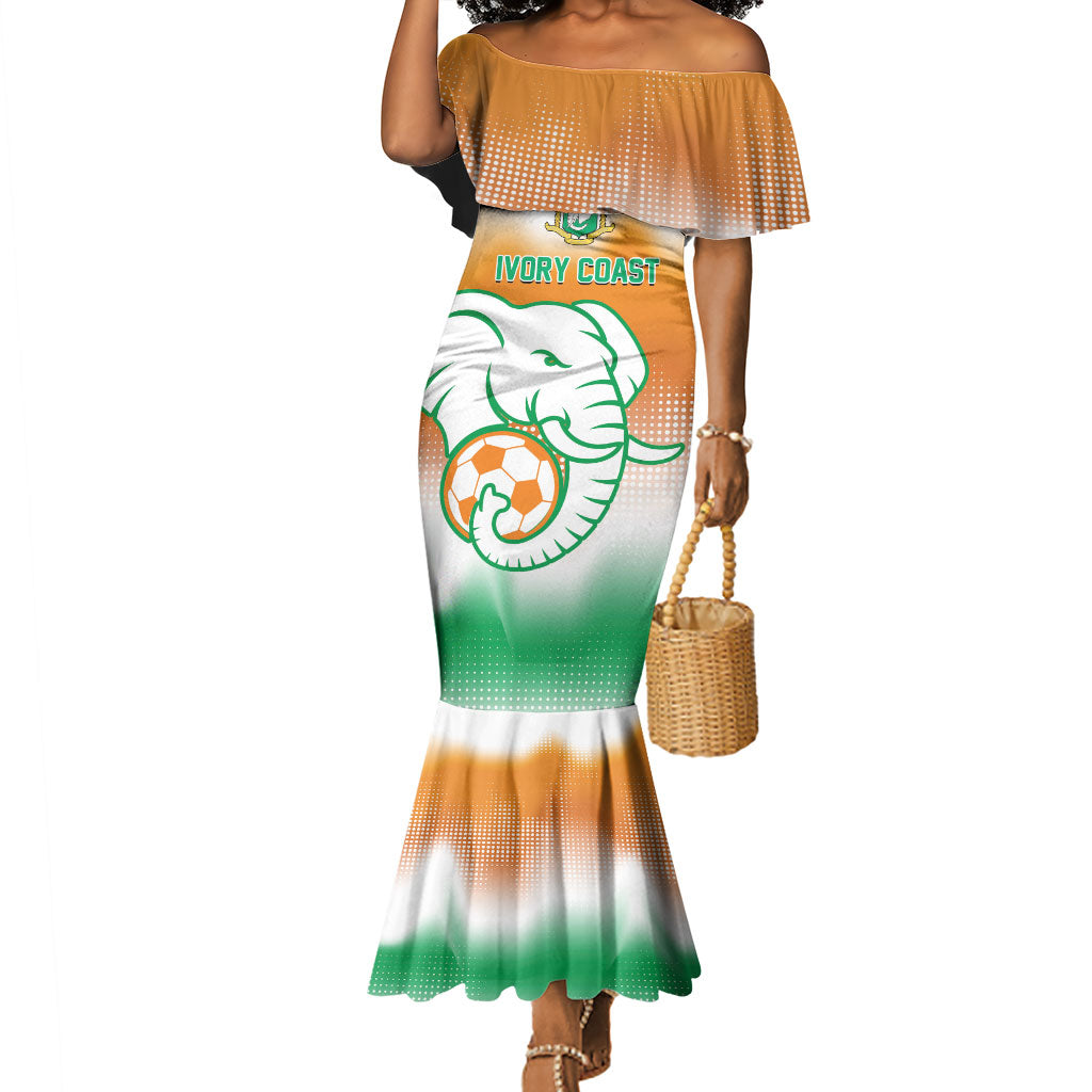 Custom Ivory Coast Football Mermaid Dress Proud Elephant Fan Edition