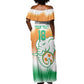 Custom Ivory Coast Football Off Shoulder Maxi Dress Proud Elephant Fan Edition