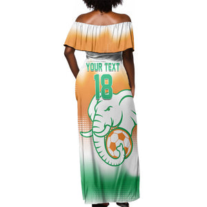 Custom Ivory Coast Football Off Shoulder Maxi Dress Proud Elephant Fan Edition