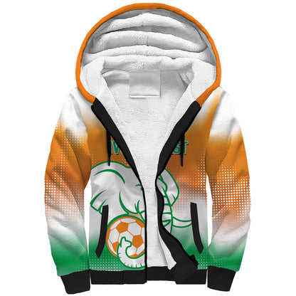 Custom Ivory Coast Football Sherpa Hoodie Proud Elephant Fan Edition