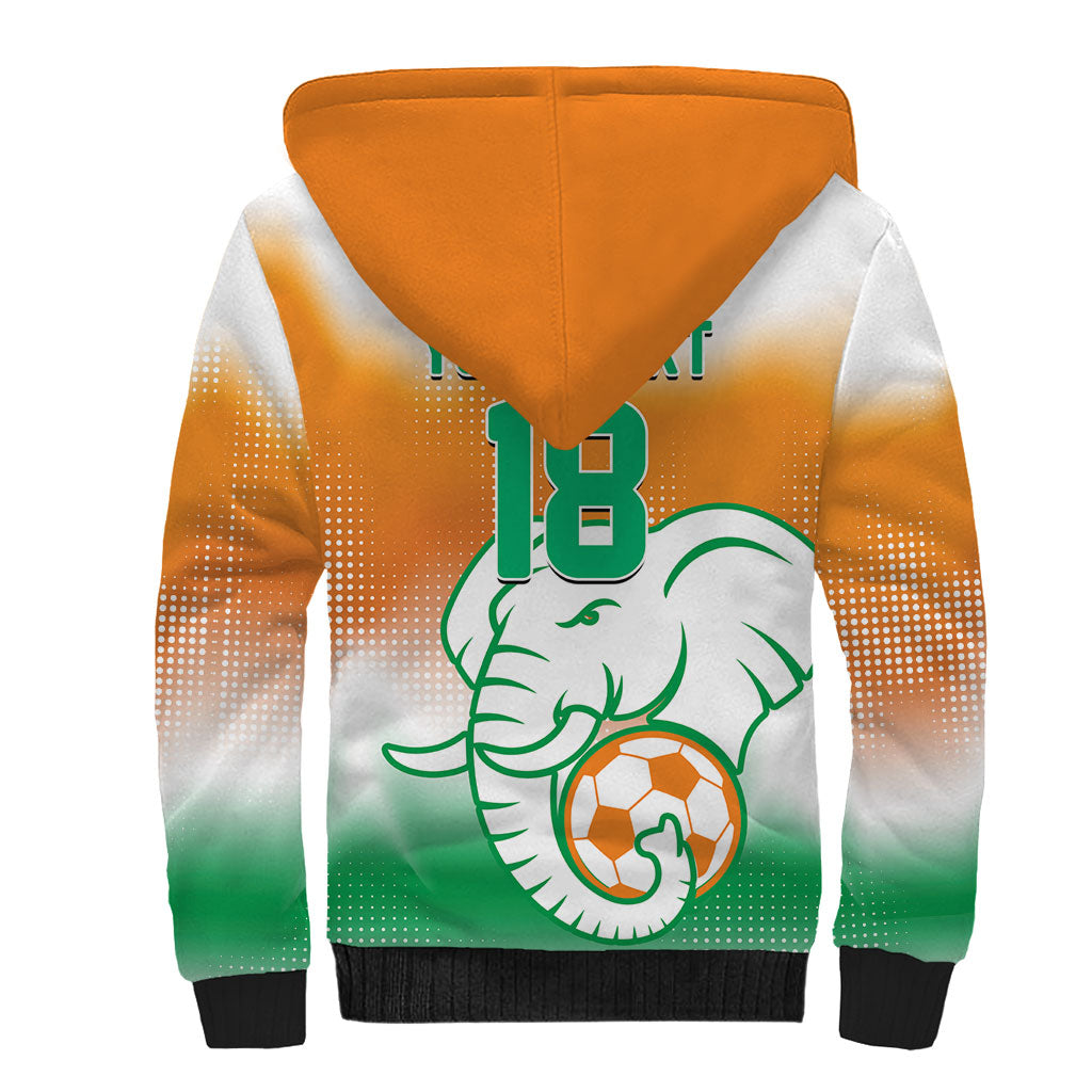 Custom Ivory Coast Football Sherpa Hoodie Proud Elephant Fan Edition