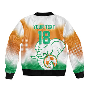 Custom Ivory Coast Football Sleeve Zip Bomber Jacket Proud Elephant Fan Edition