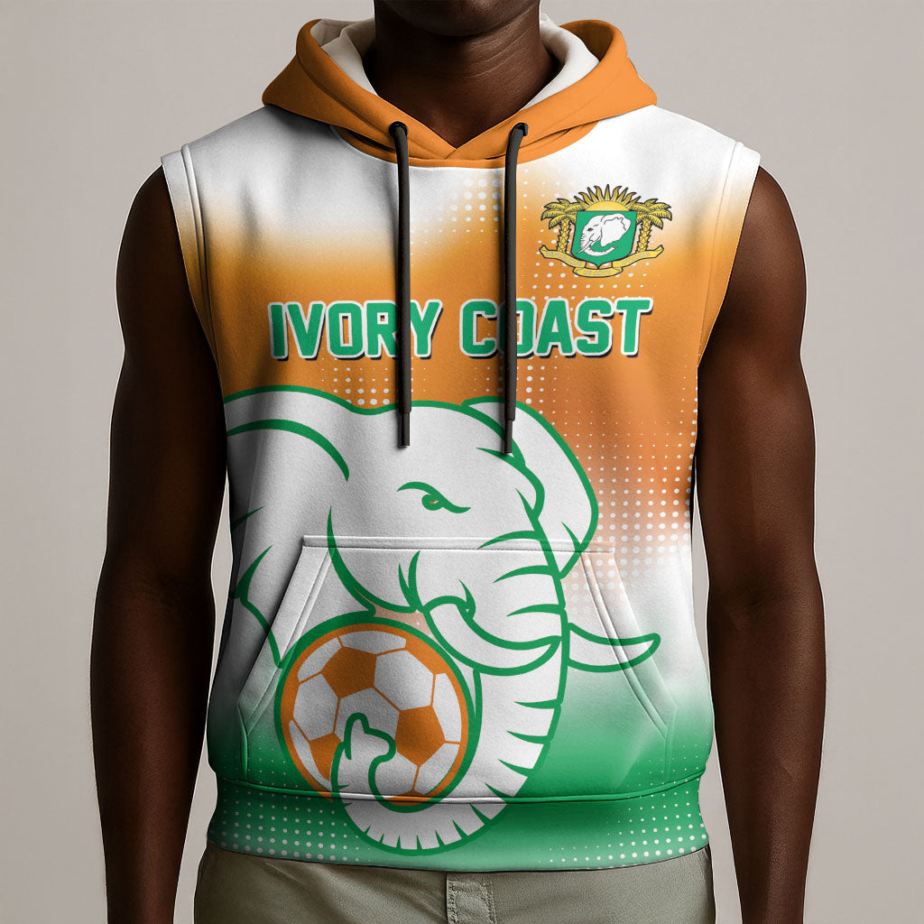 Custom Ivory Coast Football Sleeveless Hoodie Proud Elephant Fan Edition