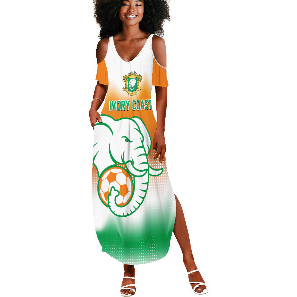 Custom Ivory Coast Football Summer Maxi Dress Proud Elephant Fan Edition