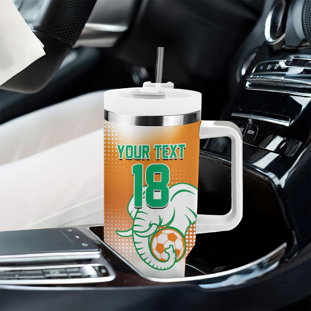 Custom Ivory Coast Football Tumbler With Handle Proud Elephant Fan Edition
