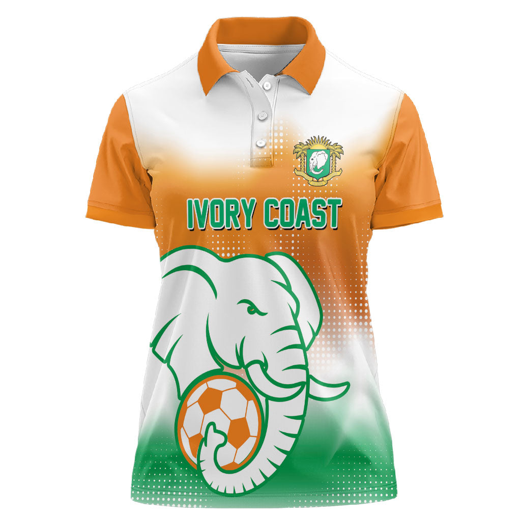 Custom Ivory Coast Football Women Polo Shirt Proud Elephant Fan Edition