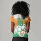 Custom Ivory Coast Football Women V-Neck T-Shirt Proud Elephant Fan Edition