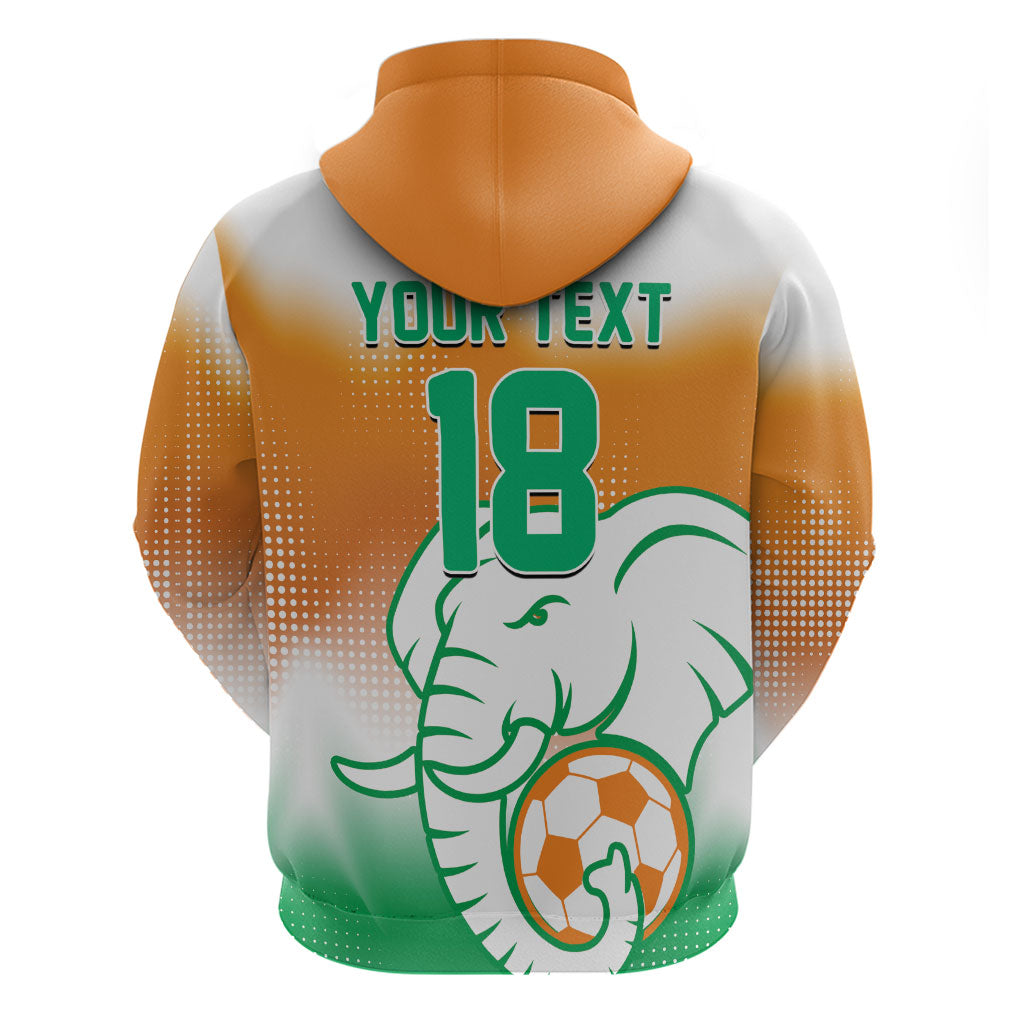 Custom Ivory Coast Football Zip Hoodie Proud Elephant Fan Edition