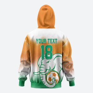 Custom Ivory Coast Football Zip Hoodie Proud Elephant Fan Edition