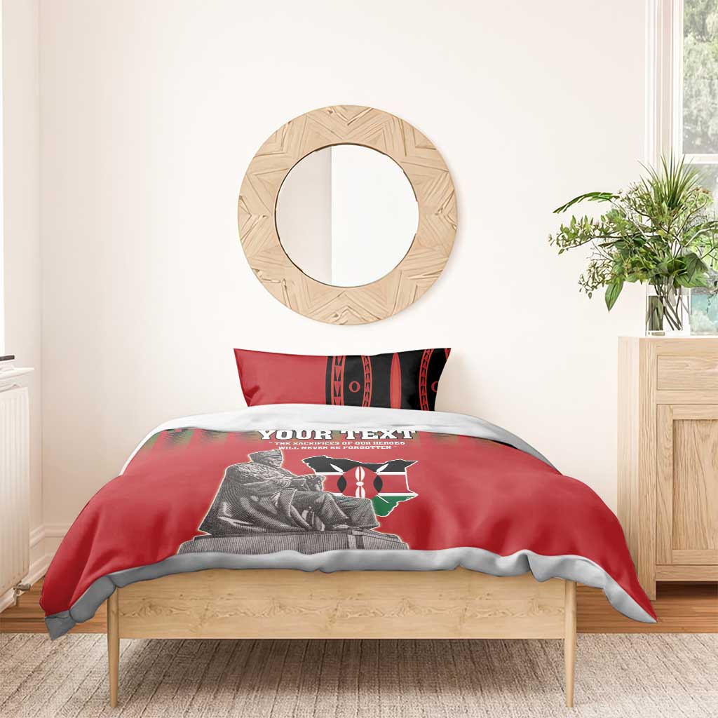 Personalized Afro Kenya Mashujaa Day Bedding Set Mzee Jomo Kenyatta With Coat Of Arms