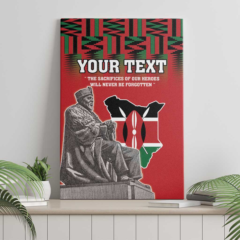 Personalized Afro Kenya Mashujaa Day Canvas Wall Art Mzee Jomo Kenyatta With Coat Of Arms