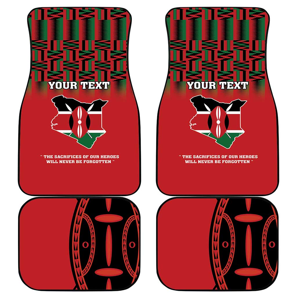 Personalized Afro Kenya Mashujaa Day Car Mats Mzee Jomo Kenyatta With Coat Of Arms