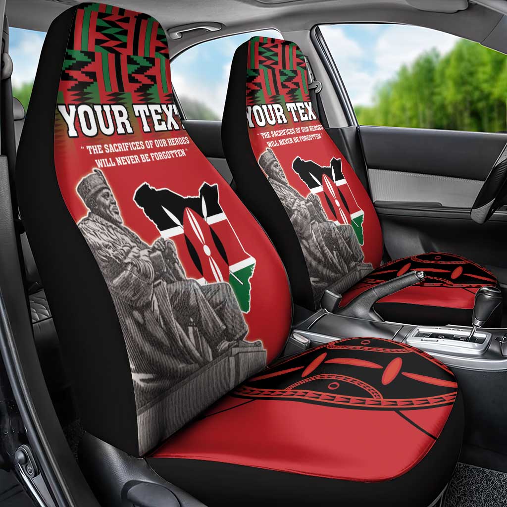 Personalized Afro Kenya Mashujaa Day Car Seat Cover Mzee Jomo Kenyatta With Coat Of Arms