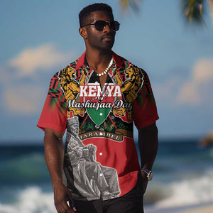 Personalized Afro Kenya Mashujaa Day Hawaiian Shirt Mzee Jomo Kenyatta With Coat Of Arms