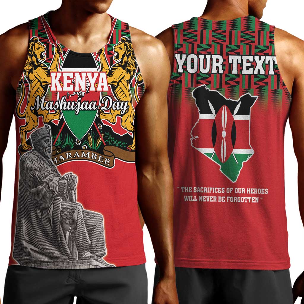 Personalized Afro Kenya Mashujaa Day Men Tank Top Mzee Jomo Kenyatta With Coat Of Arms