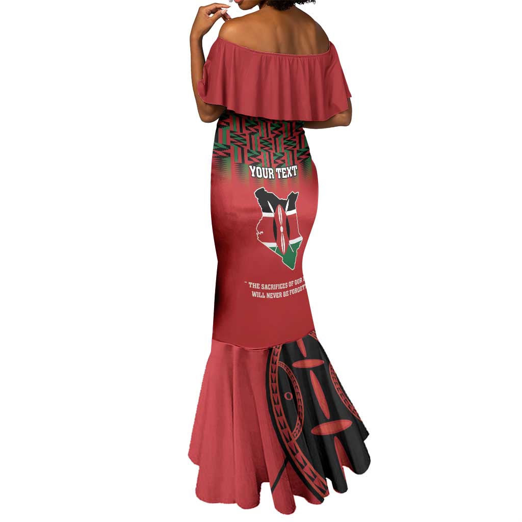 Personalized Afro Kenya Mashujaa Day Mermaid Dress Mzee Jomo Kenyatta With Coat Of Arms