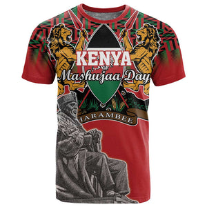 Personalized Afro Kenya Mashujaa Day T shirt Mzee Jomo Kenyatta With Coat Of Arms