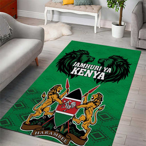 Afro Kenya National Heroes Day Area Rug Mashujaa With Lion Head And Coat Of Arms