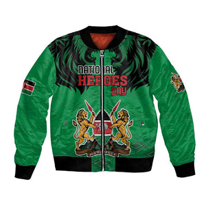 Afro Kenya National Heroes Day Bomber Jacket Mashujaa With Lion Head And Coat Of Arms