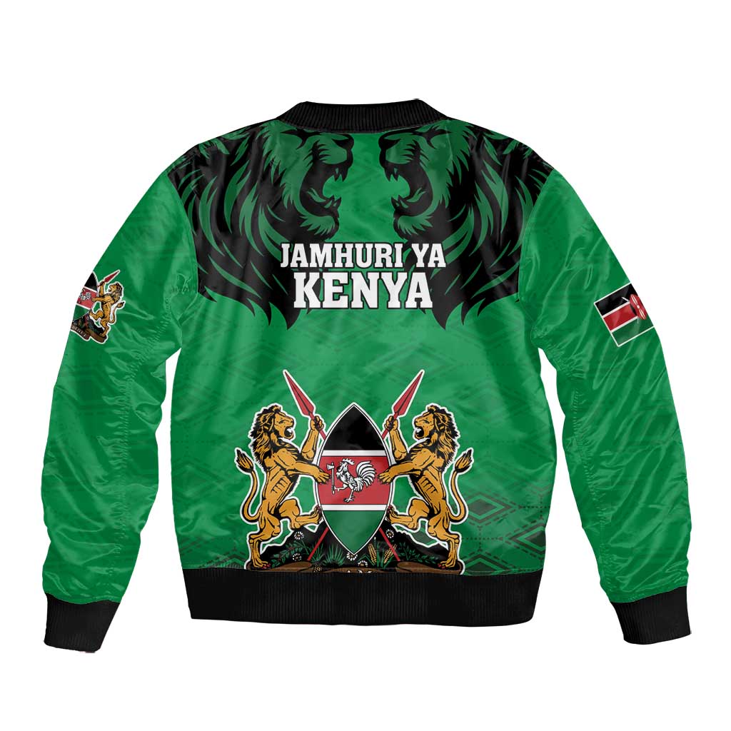 Afro Kenya National Heroes Day Bomber Jacket Mashujaa With Lion Head And Coat Of Arms