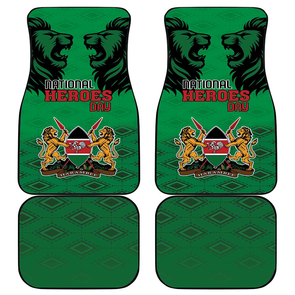 Afro Kenya National Heroes Day Car Mats Mashujaa With Lion Head And Coat Of Arms
