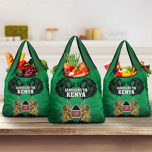 Afro Kenya National Heroes Day Grocery Bag Mashujaa With Lion Head And Coat Of Arms