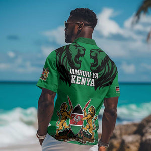 Afro Kenya National Heroes Day Hawaiian Shirt Mashujaa With Lion Head And Coat Of Arms