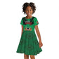 Afro Kenya National Heroes Day Kid Short Sleeve Dress Mashujaa With Lion Head And Coat Of Arms