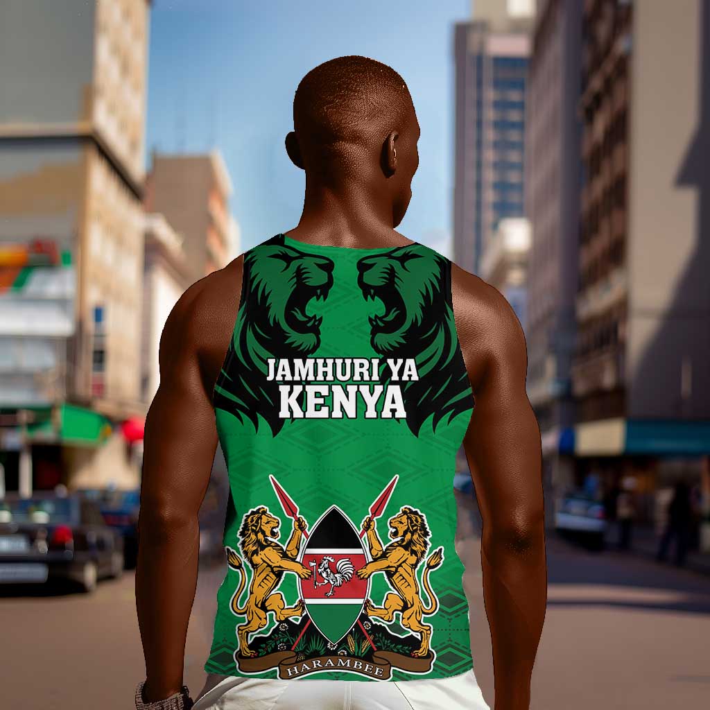 Afro Kenya National Heroes Day Men Tank Top Mashujaa With Lion Head And Coat Of Arms