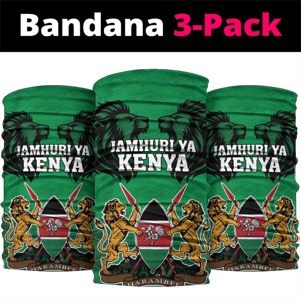 Afro Kenya National Heroes Day Neck Gaiter Mashujaa Lion Head And Coat Of Arms LT18