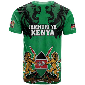 Afro Kenya National Heroes Day T shirt Mashujaa With Lion Head And Coat Of Arms