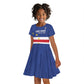 Cape Verde Football Go Champion Custom Kid Short Sleeve Dress Sporty Style - African Pride