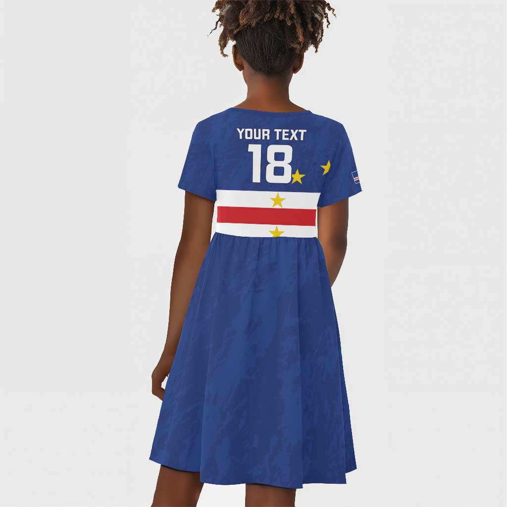 Cape Verde Football Go Champion Custom Kid Short Sleeve Dress Sporty Style - African Pride