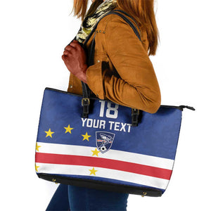 Cape Verde Football Go Champion Custom Leather Tote Bag Sporty Style - African Pride
