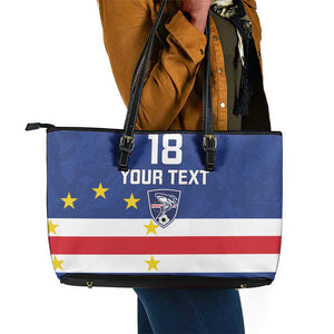 Cape Verde Football Go Champion Custom Leather Tote Bag Sporty Style - African Pride