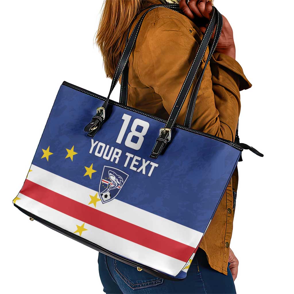 Cape Verde Football Go Champion Custom Leather Tote Bag Sporty Style - African Pride