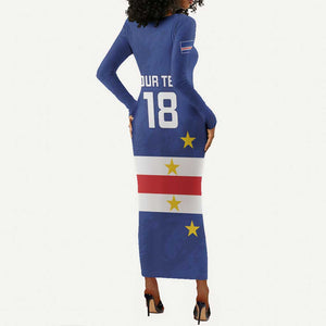 Cape Verde Football Go Champion Custom Long Sleeve Bodycon Dress Sporty Style - African Pride