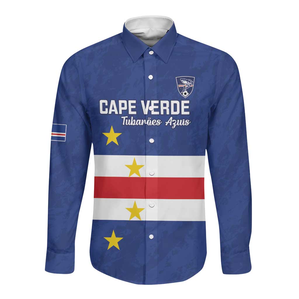 Cape Verde Football Go Champion Custom Long Sleeve Button Shirt Sporty Style - African Pride