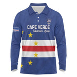 Cape Verde Football Go Champion Custom Long Sleeve Polo Shirt Sporty Style - African Pride