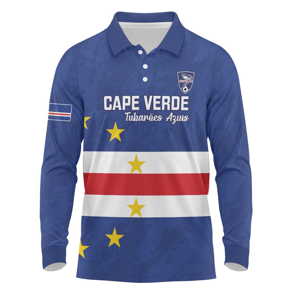 Cape Verde Football Go Champion Custom Long Sleeve Polo Shirt Sporty Style - African Pride