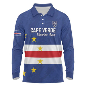 Cape Verde Football Go Champion Custom Long Sleeve Polo Shirt Sporty Style - African Pride