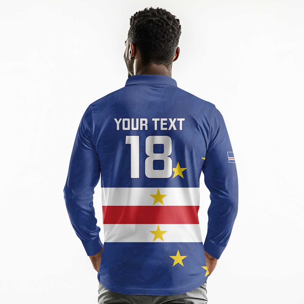 Cape Verde Football Go Champion Custom Long Sleeve Polo Shirt Sporty Style - African Pride