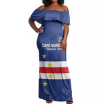Cape Verde Football Go Champion Custom Off Shoulder Maxi Dress Sporty Style - African Pride