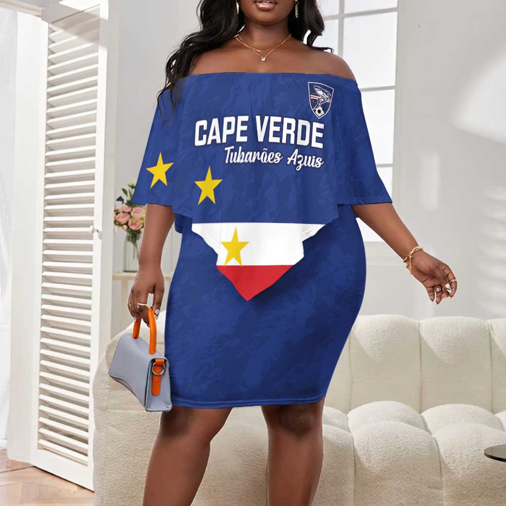 Cape Verde Football Go Champion Custom Off Shoulder Short Dress Sporty Style - African Pride