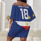 Cape Verde Football Go Champion Custom Off Shoulder Short Dress Sporty Style - African Pride