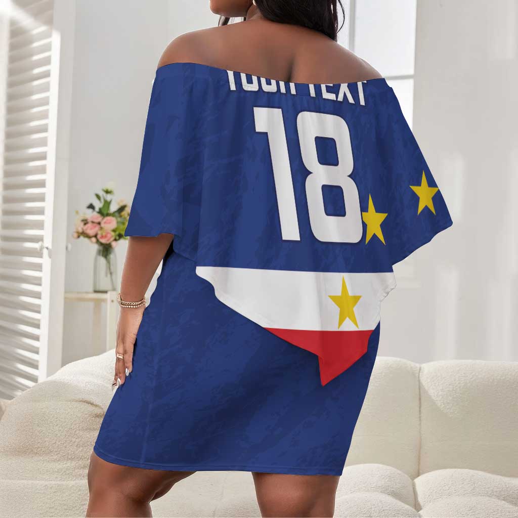 Cape Verde Football Go Champion Custom Off Shoulder Short Dress Sporty Style - African Pride